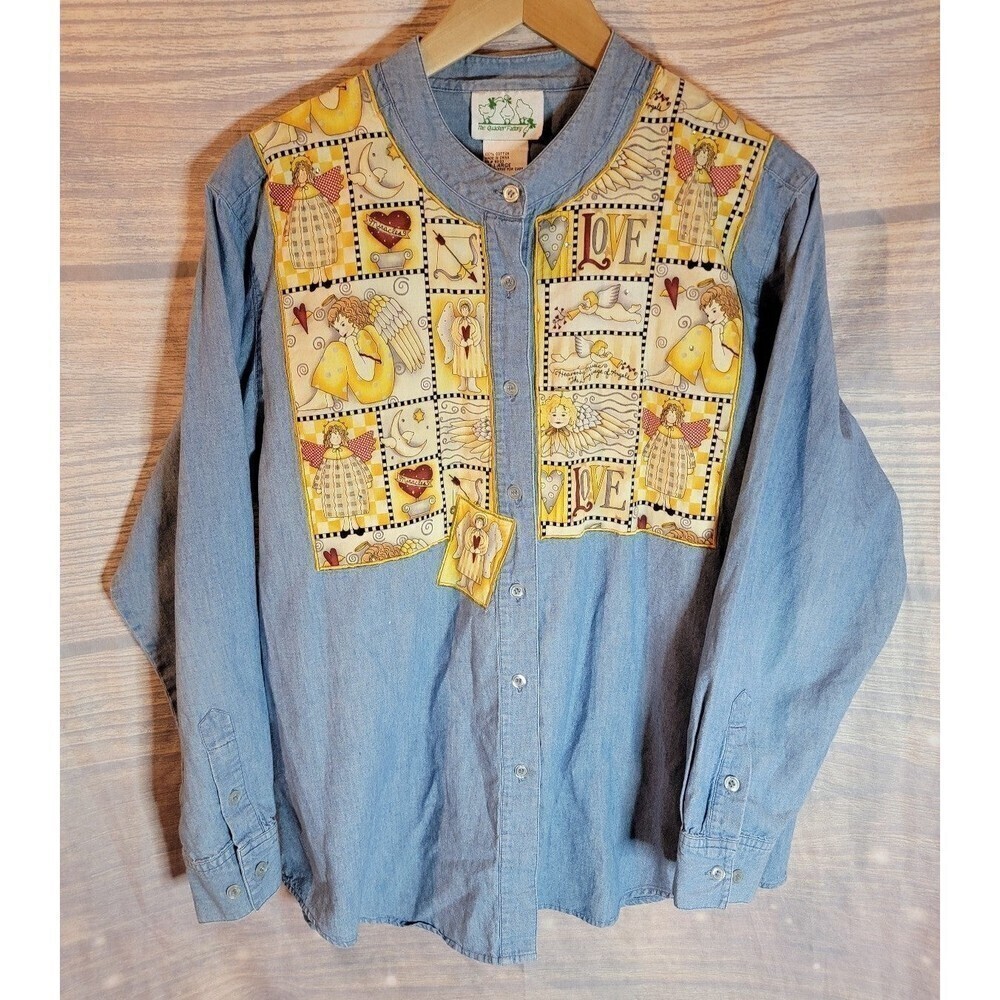 The Quaker Factory Quilted Angel Themed Button Up